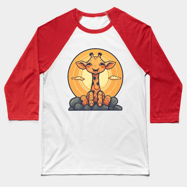 Smiling happy baby giraffe Baseball T-Shirt by JORDYGRAPH